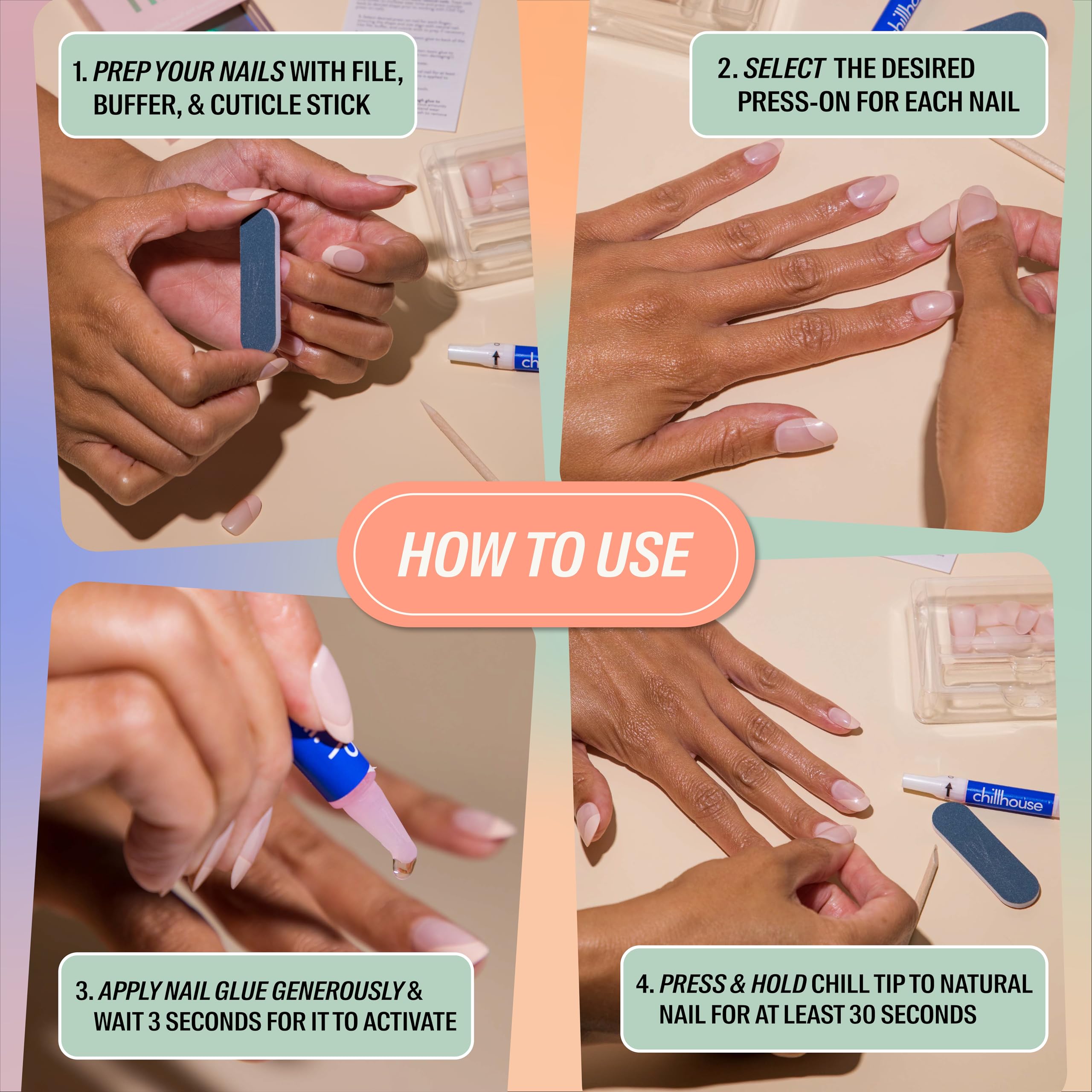 Chillhouse dual buffer and file with cuticle stick for prep-ready nails