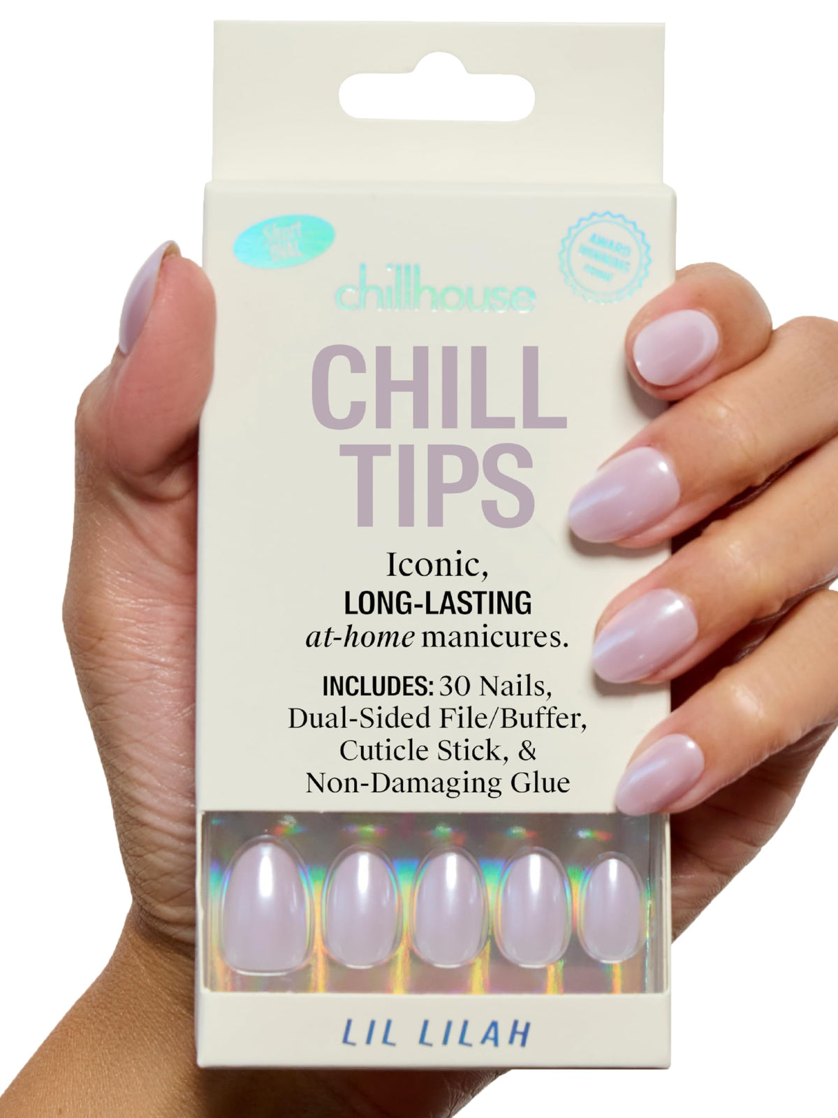 Chillhouse Chill Tips Lil Lilah oval short set for salon-quality home manicure.