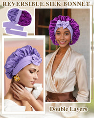 CHLINS reversible two-color silk bonnet offers style options for night use.