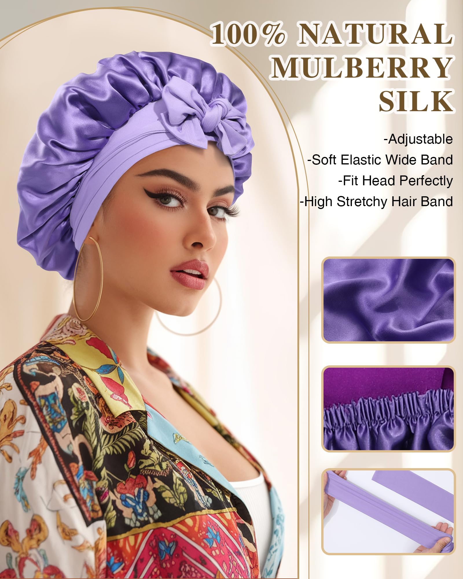 CHLINS silk bonnet ready for sleeping, protecting hair while you rest.