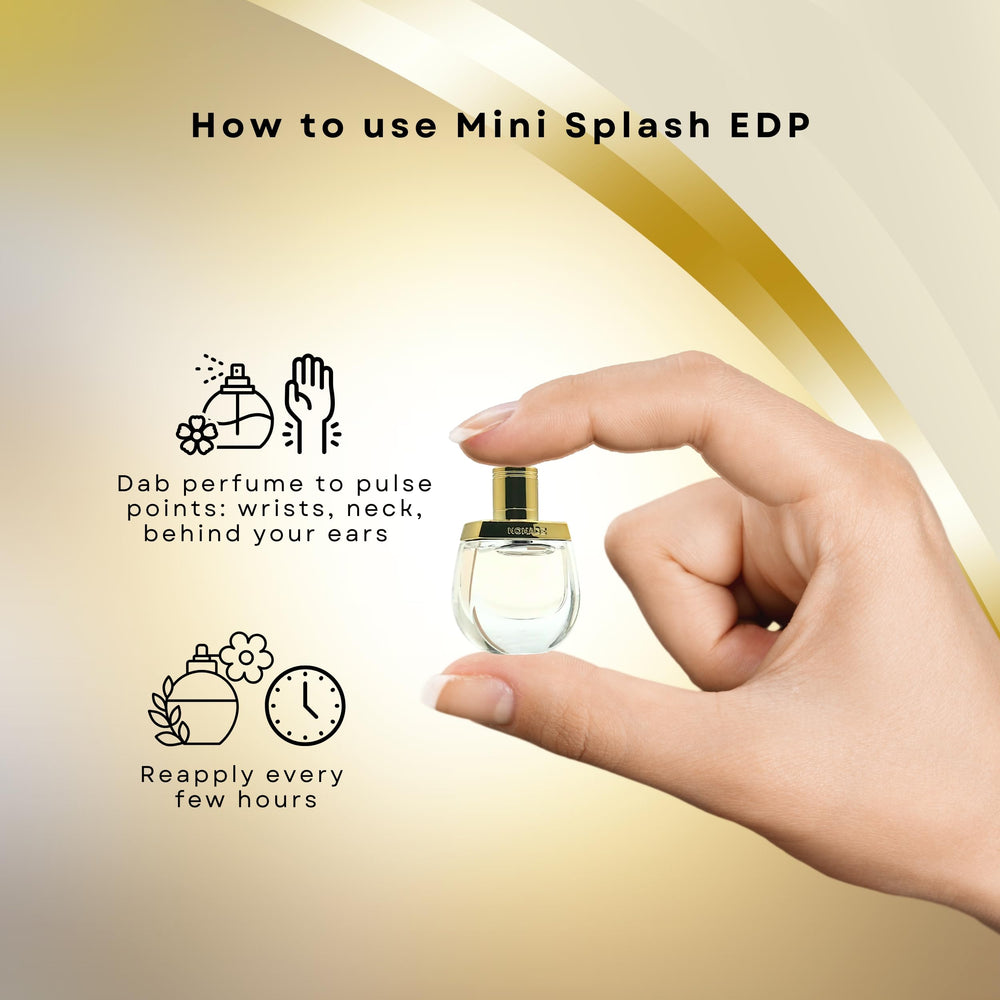 Chloe Nomade mini spray application demonstrating easy reapplication.