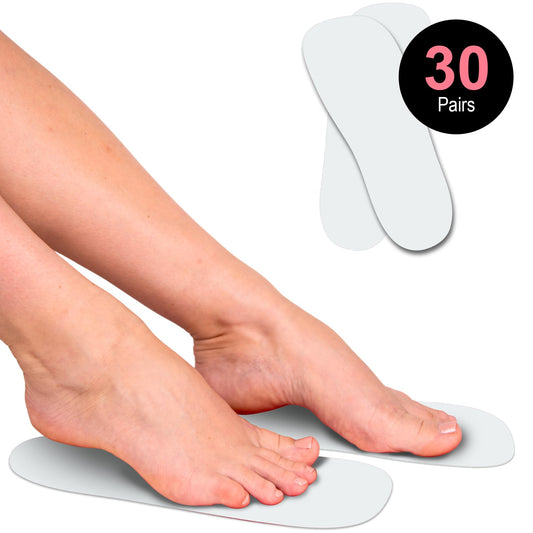 CHNELSS disposable foam feet protectors for hygienic tanning sessions.