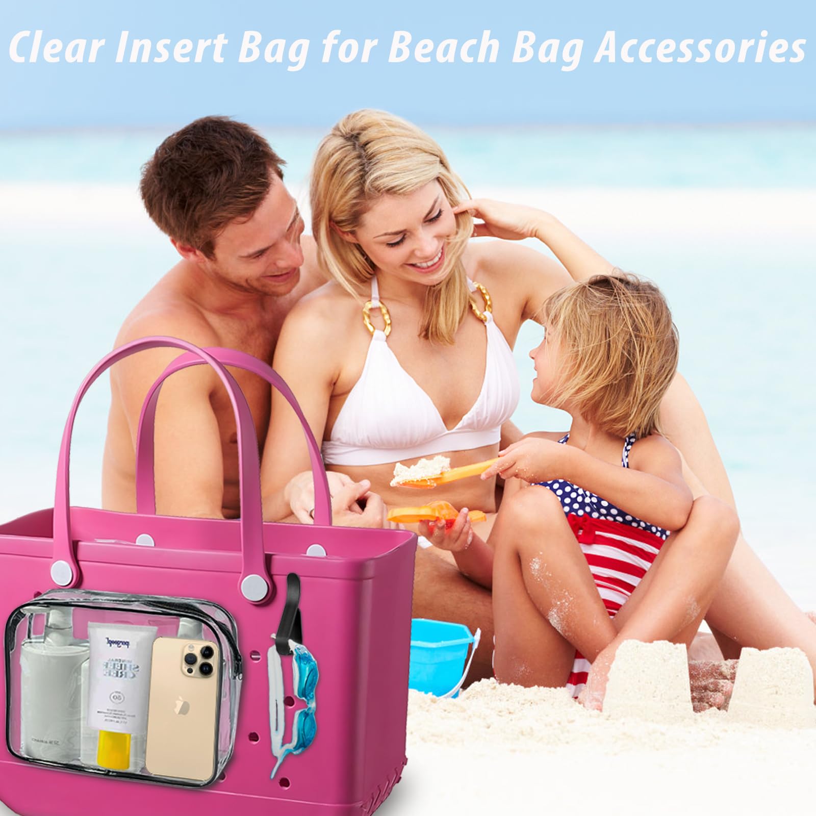Choshion clear insert bag cellphone pouch protects phone at the beach.