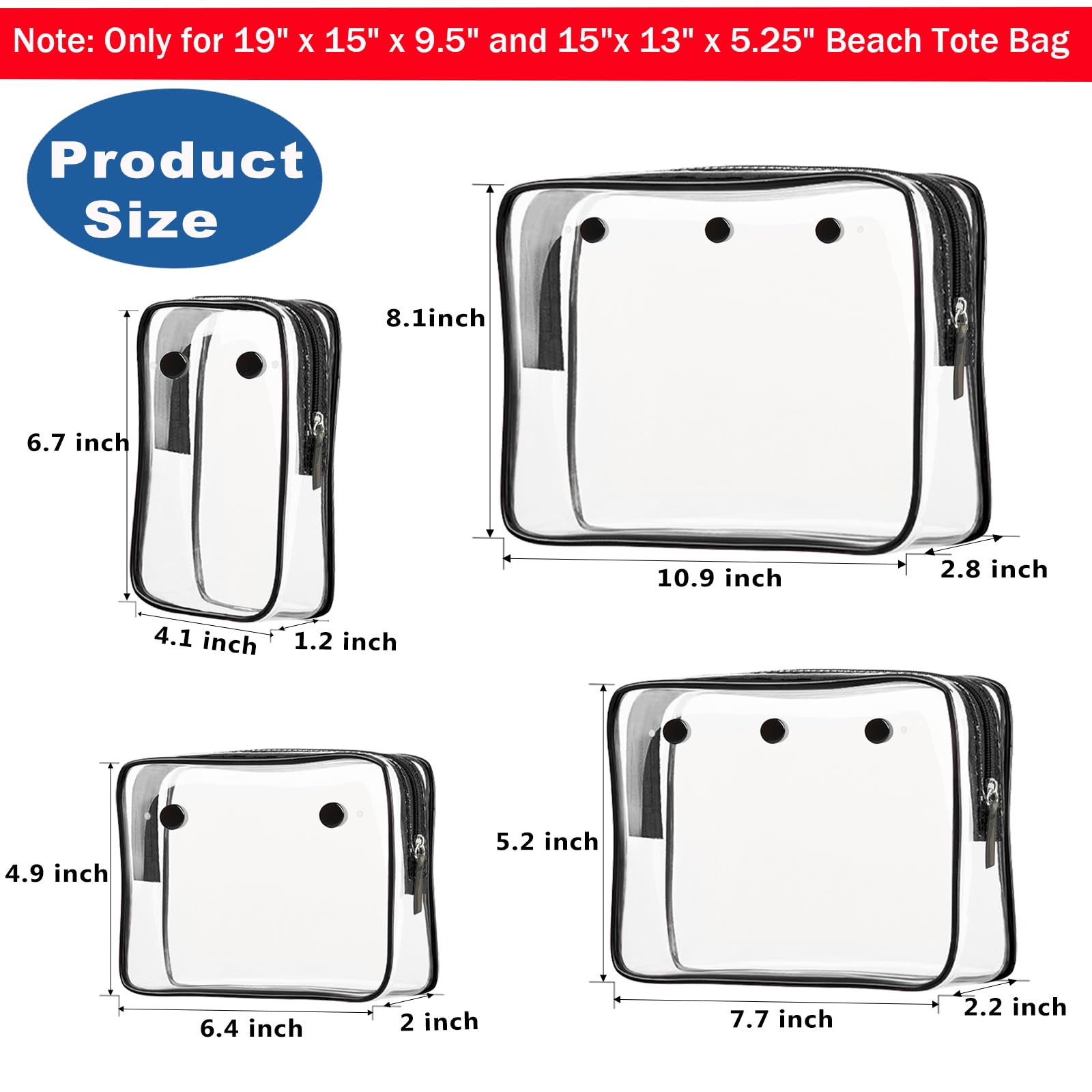 Choshion clear insert bag medium makeup bag compact travel essentials.