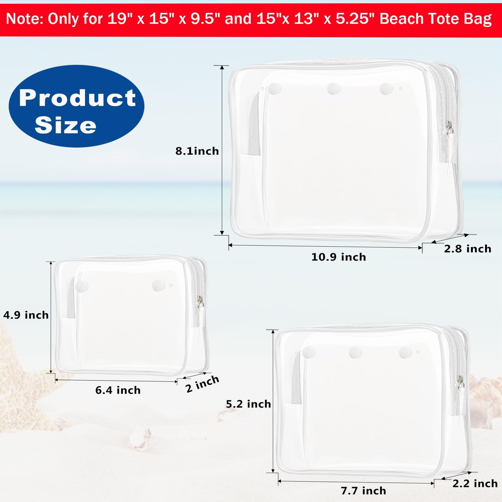 Choshion clear insert bag medium makeup case for cosmetics and easy spotting