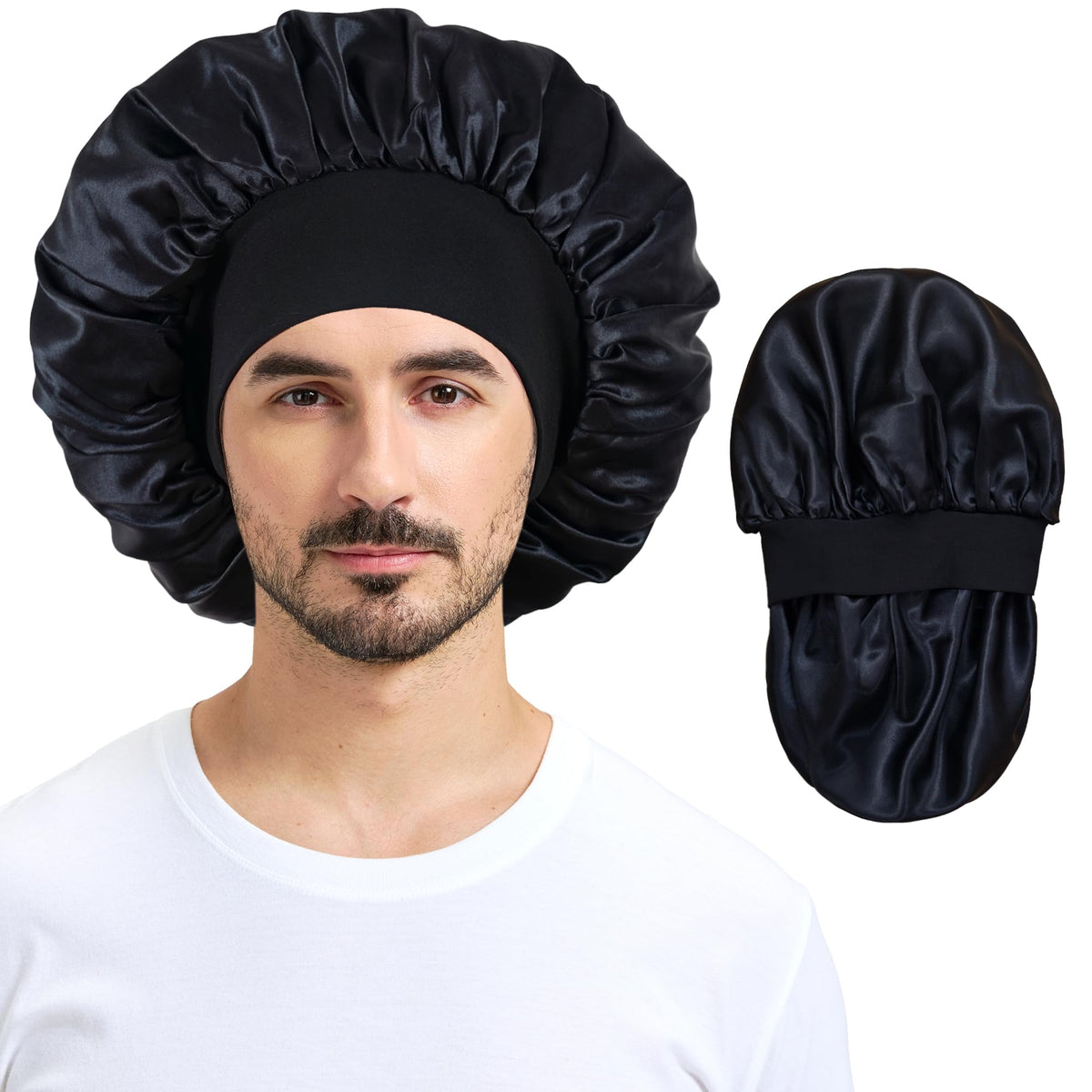 Choshion Silk Bonnet on a pillow protecting hair and reducing friction overnight