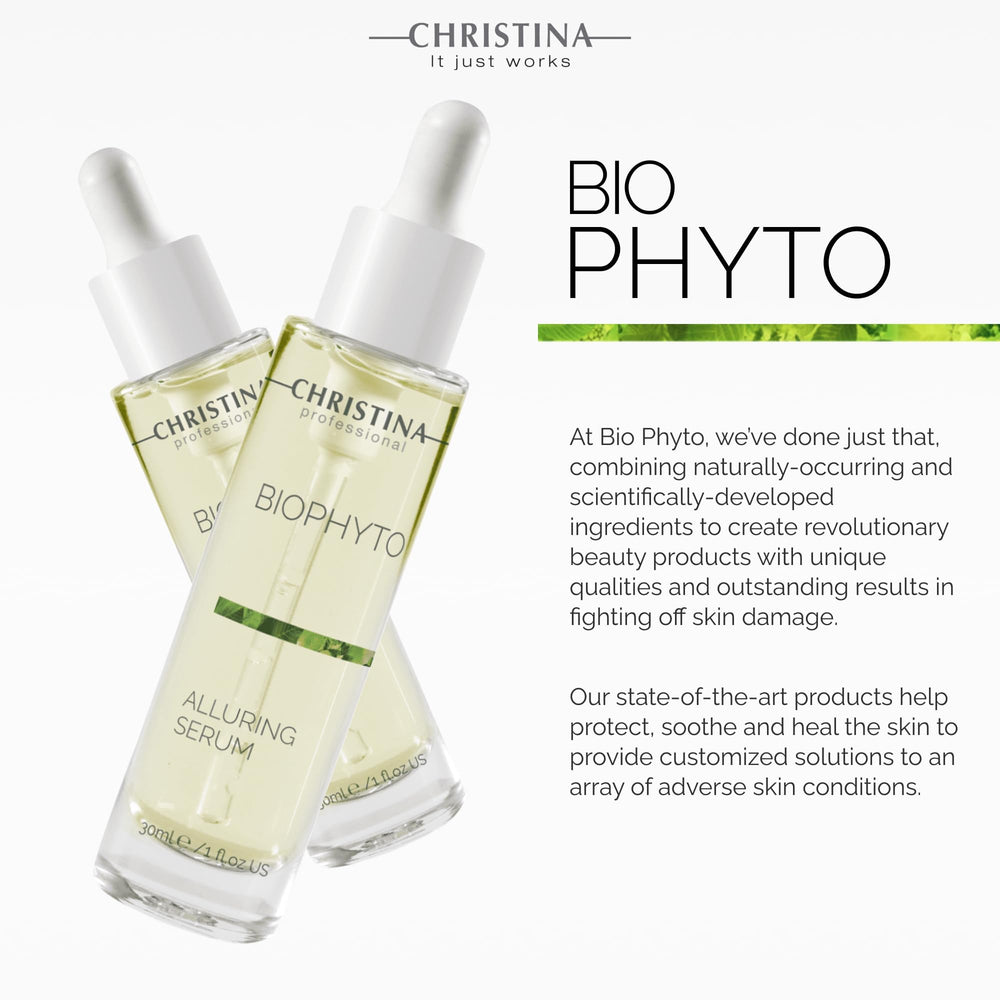 Christina Biophyto Alluring Serum packaging box highlights premium skincare heritage