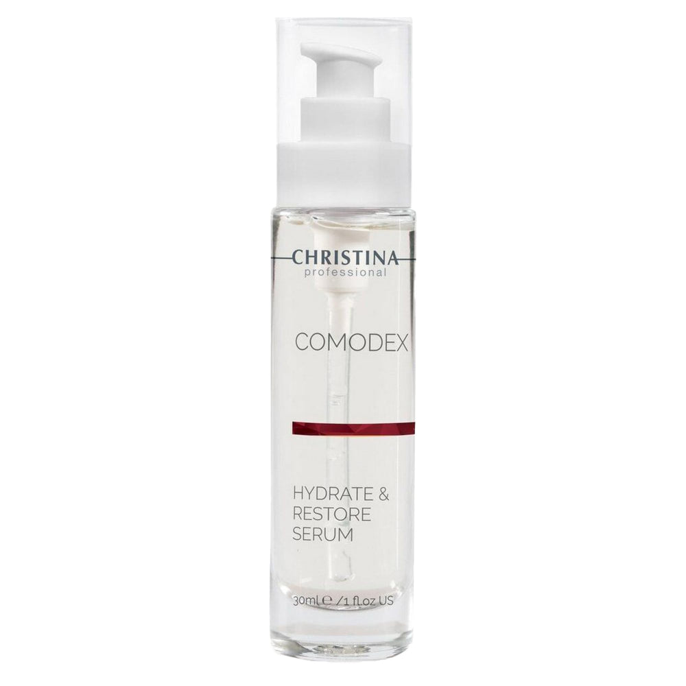 Christina Comodex serum bottle front highlighting premium hydration.