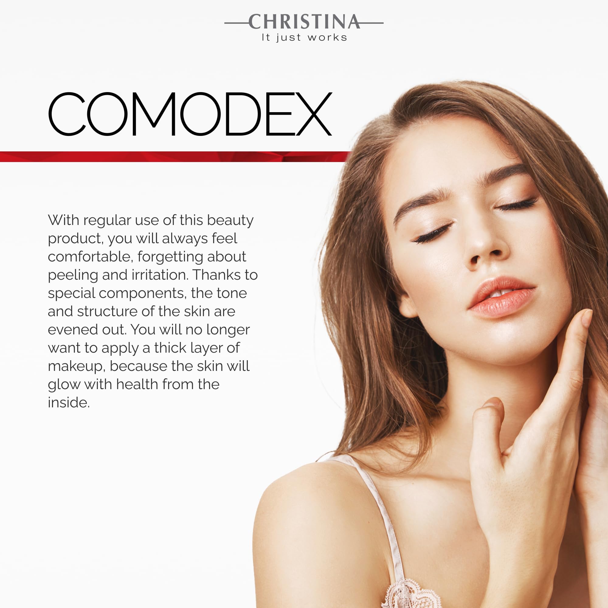 Christina Comodex packaging box signals premium skincare line.