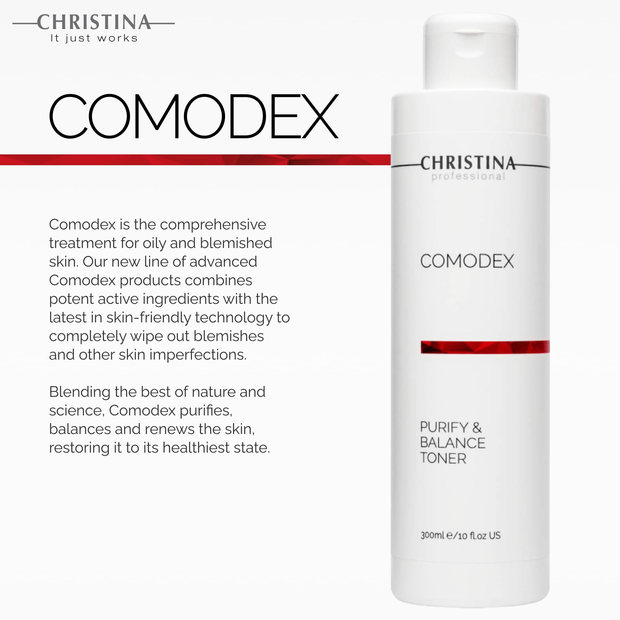 Model applying Christina Comodex toner to the face for refreshing feel