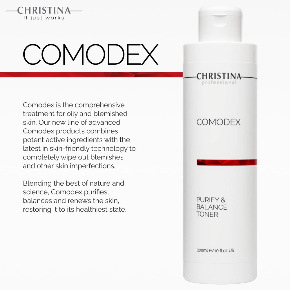 Model applying Christina Comodex toner to the face for refreshing feel