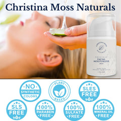 Christina Moss Naturals Original Moisturizer ingredients visual indicating plant-based formula.