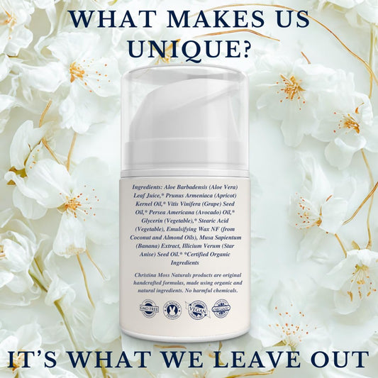 Christina Moss Naturals Original Moisturizer jar with satin-finish cream.