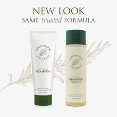 Christina Moss Naturals Shampoo label closeup highlighting fragrance-free formulation