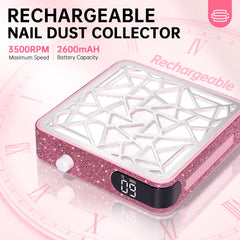 CHRISTINE SHELLY cordless nail dust collector demonstrates mobility around the workstation.