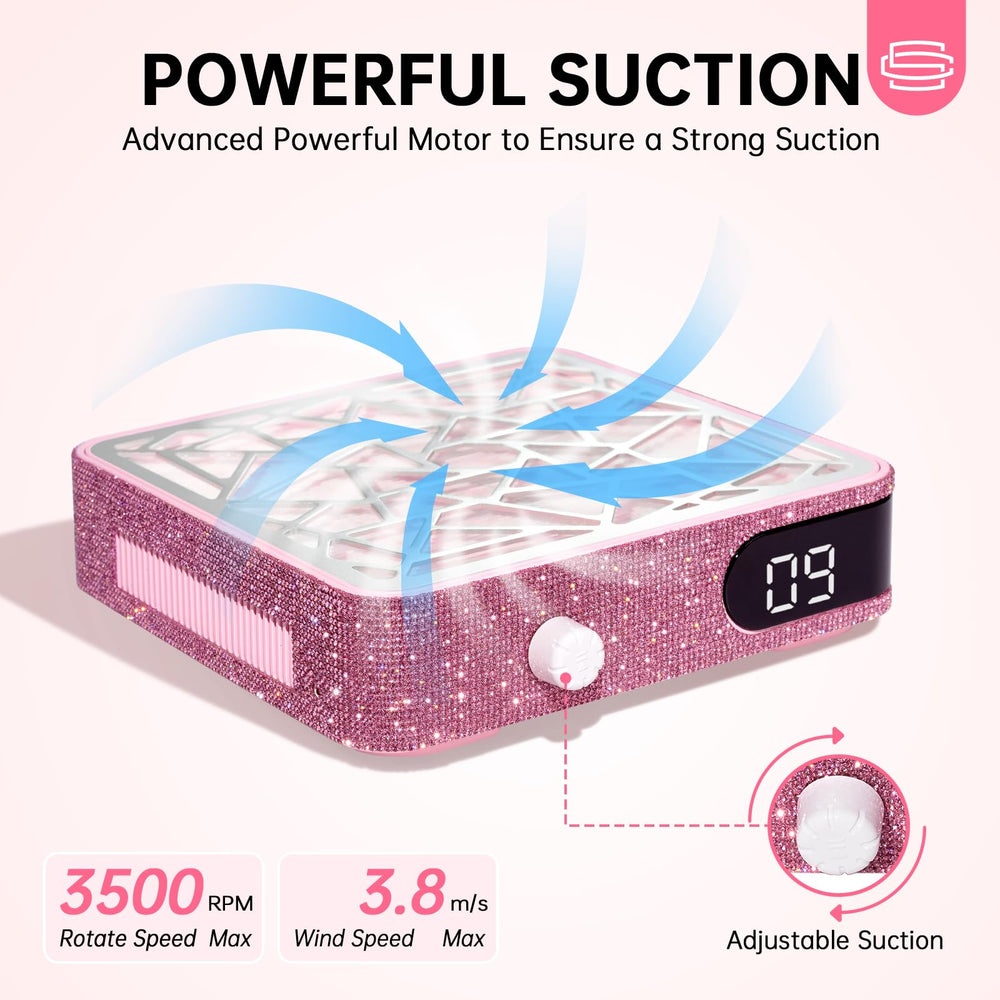 CHRISTINE SHELLY nail dust collector shows powerful suction for efficient dust capture.