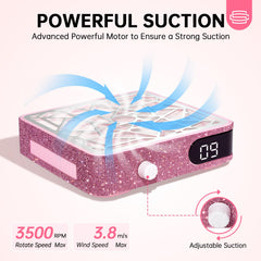 CHRISTINE SHELLY nail dust collector shows powerful suction for efficient dust capture.