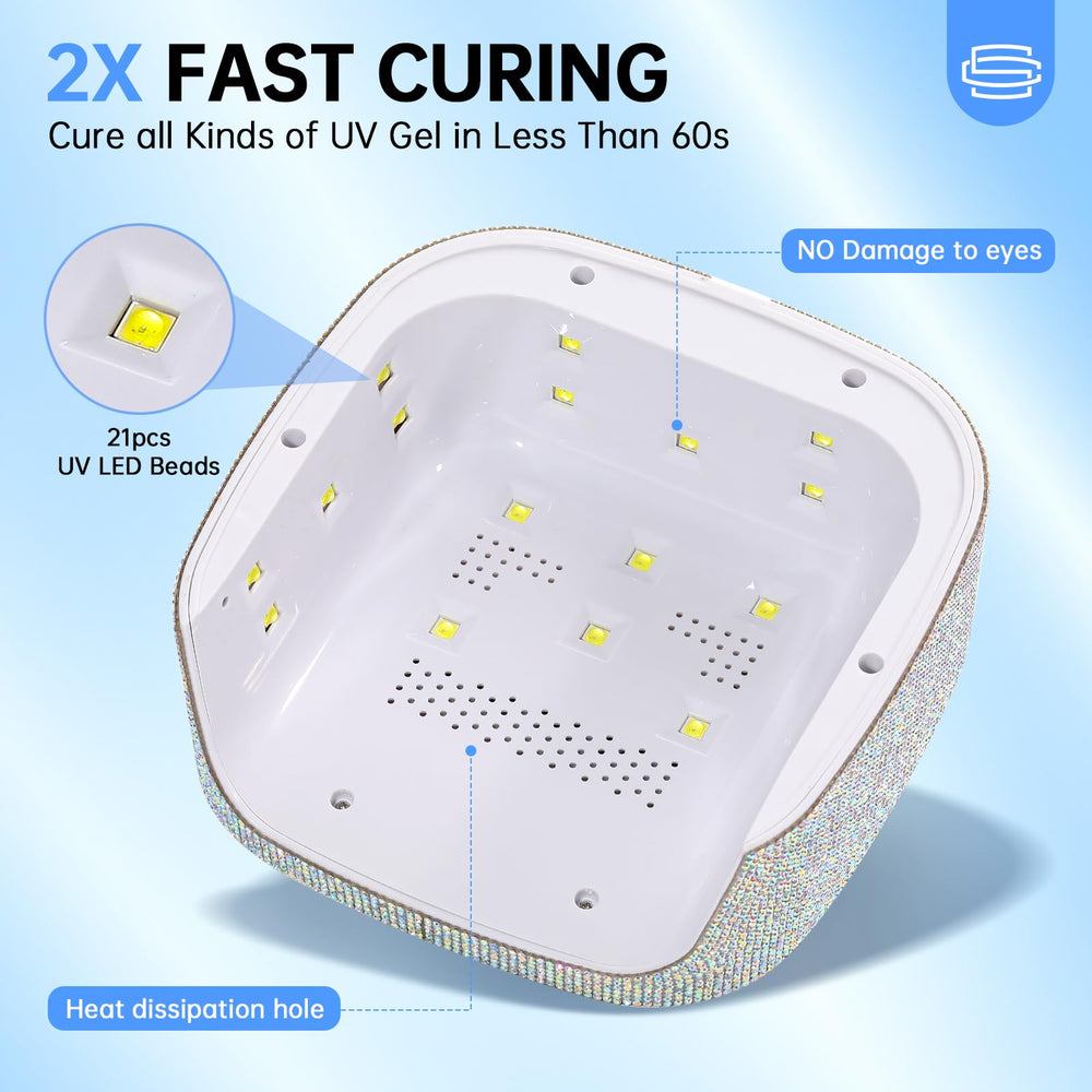 CHRISTINE SHELLY compact nail lamp in hand under light for on the go use