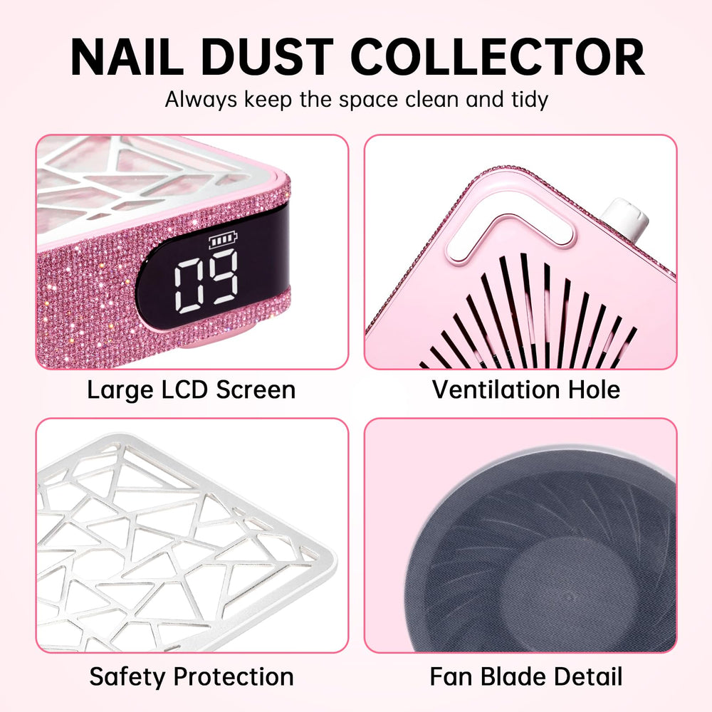 CHRISTINE SHELLY rechargeable nail dust collector for wireless use.