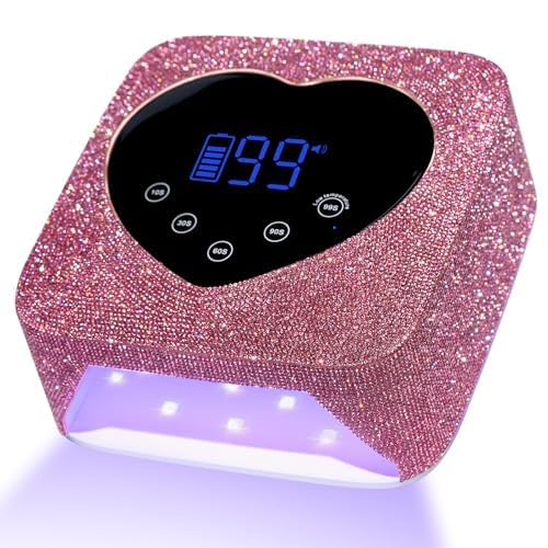CHRISTINE SHELLY sparkly nail lamp close-up for at-home manicures.