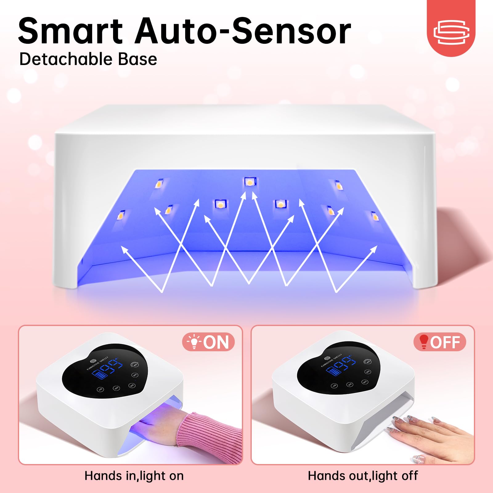CHRISTINE SHELLY infrared sensor automatically activates for touch-free operation.