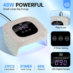 CHRISTINE SHELLY lamp LCD display highlights 3 timer settings for precise curing