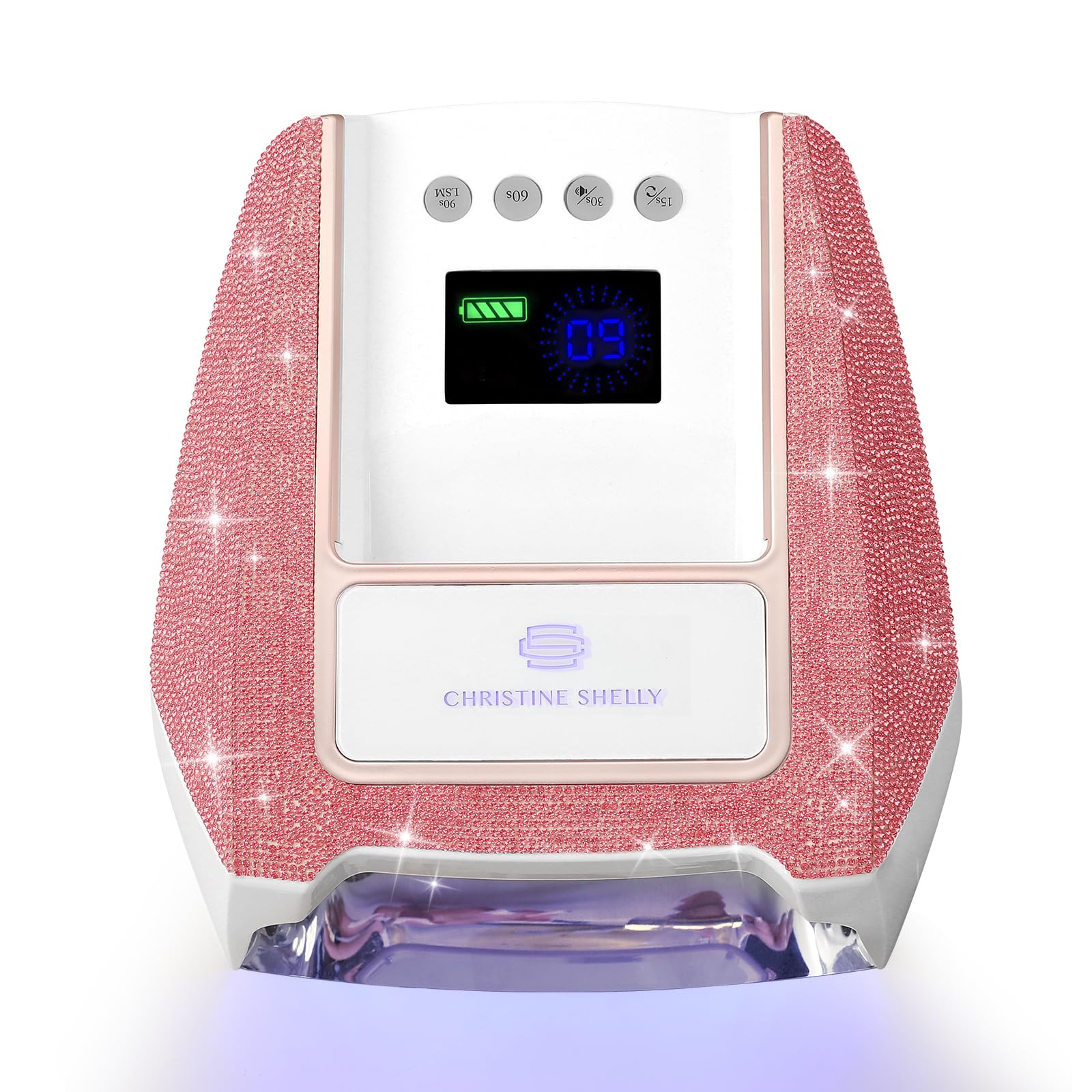 CHRISTINE SHELLY UV nail lamp shows compact handheld design ideal for on-the-go gel nails