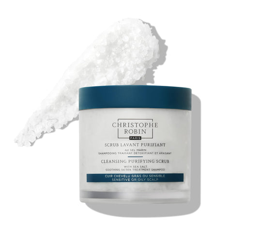 Christophe Robin Purifying Scalp Scrub exfoliating particles illustrate gentle buildup removal