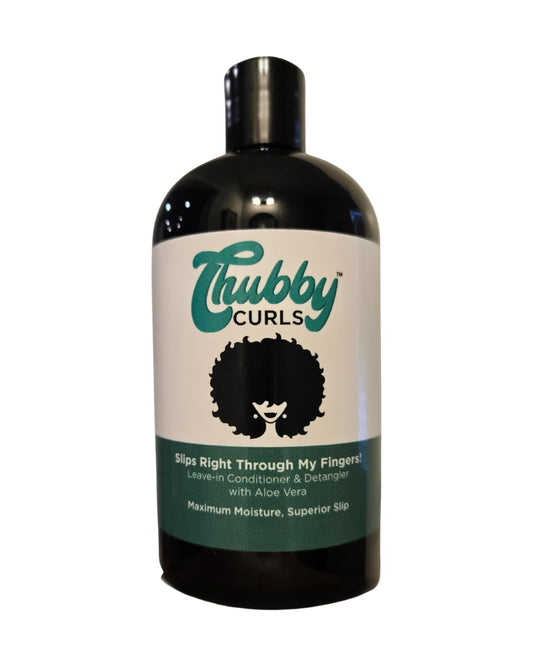 Chubby Curls Slips Right Through My Fingers bottle shot illustrating detangling-friendly leave-in conditioner.