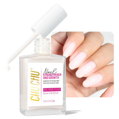 CHUCHU Nail Ridge Filler bottle with milky white formula strengthens brittle nails