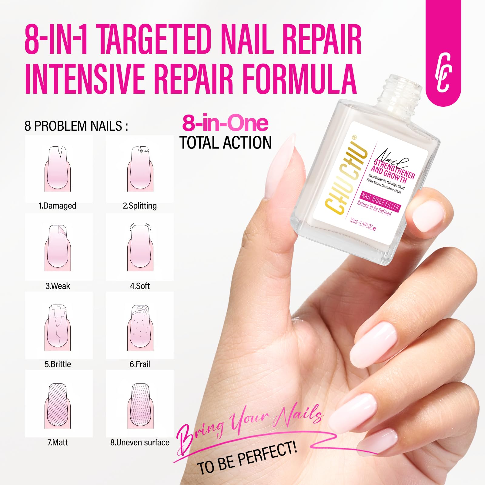 CHUCHU Nail Ridge Filler smoothing ridges for an even surface