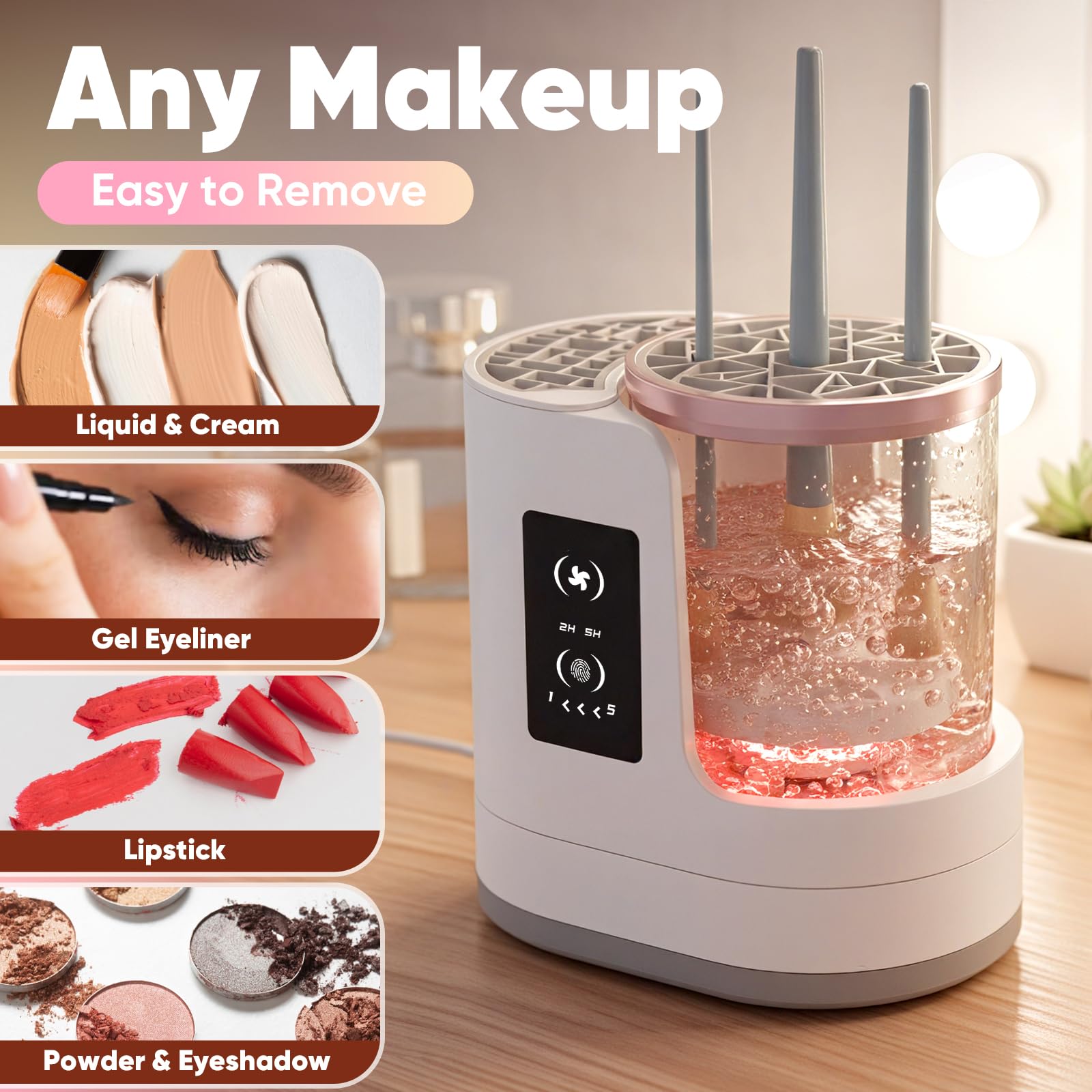 Chufa drying cycle in action highlights gentle timed dry for brushes