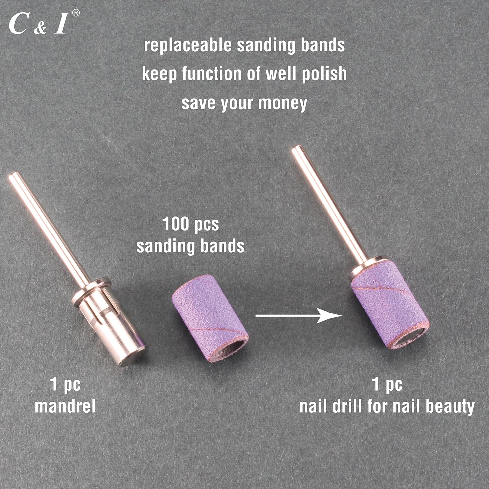 C & I 120 coarse grit band for nail prep and shaping.
