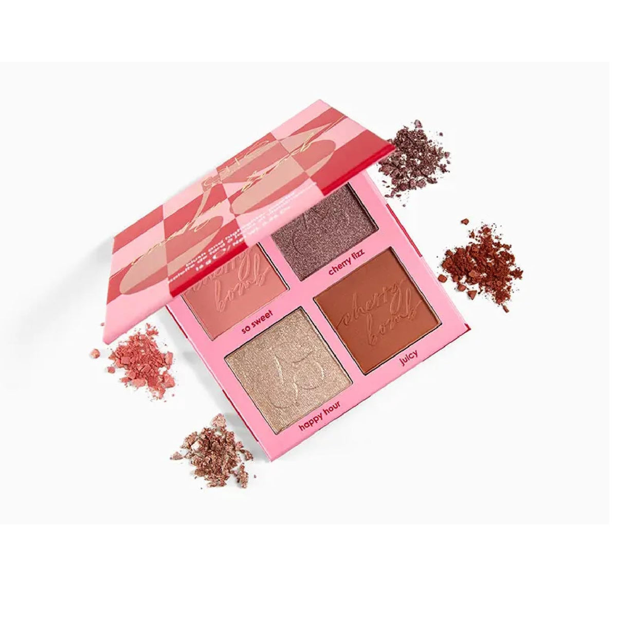 CIATE LONDON Cherry Bomb palette front view with four shades for sculpt and glow