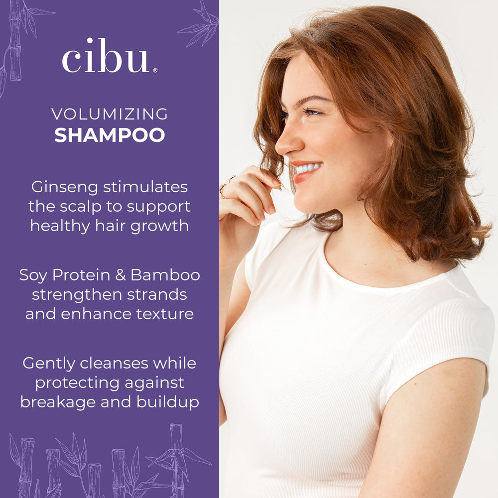 CIBU Ginseng, Soy, Bamboo blend emphasizes strengthening hair texture.