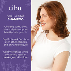 CIBU Ginseng, Soy, Bamboo blend emphasizes strengthening hair texture.