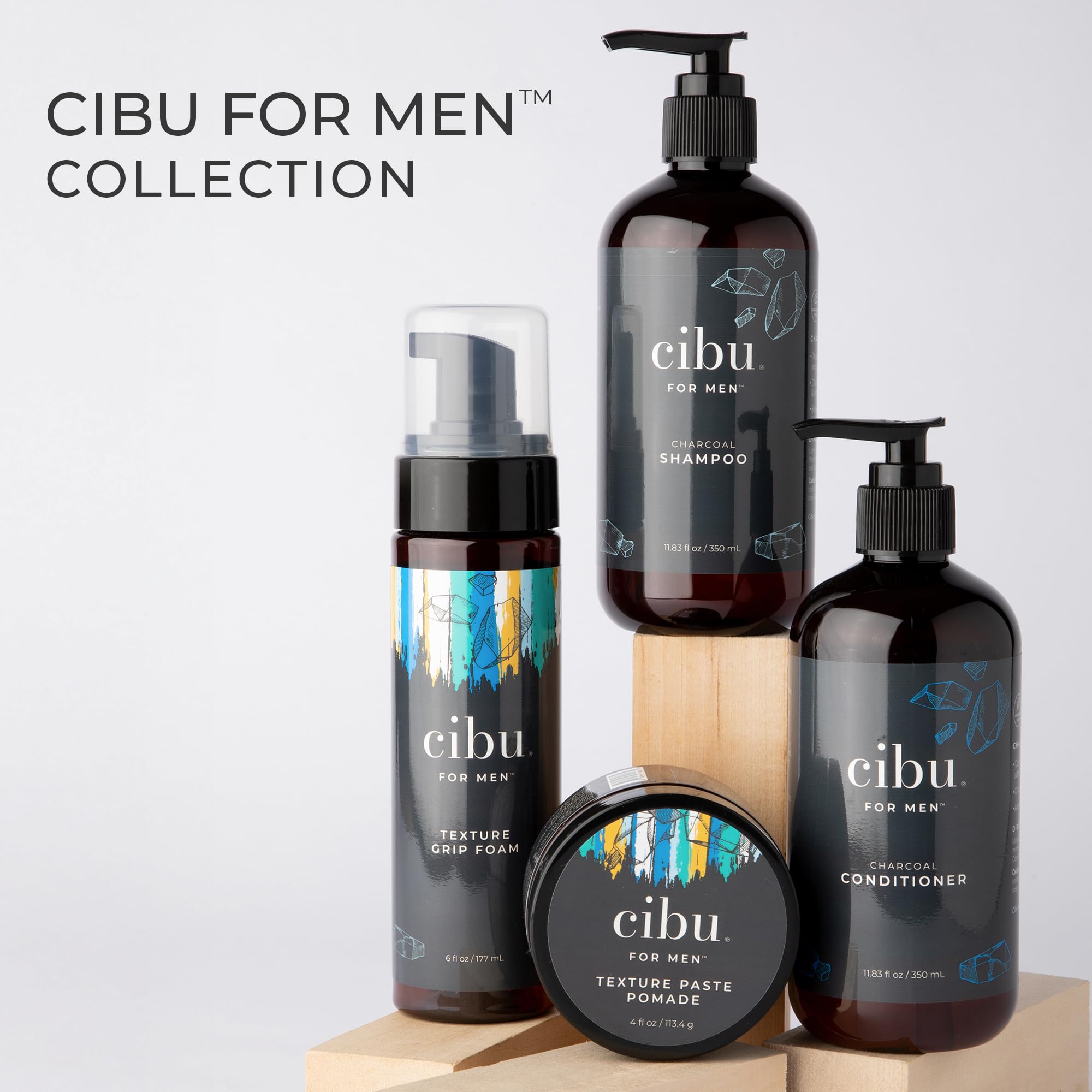CIBU Charcoal Shampoo label closeup highlights natural ingredients.