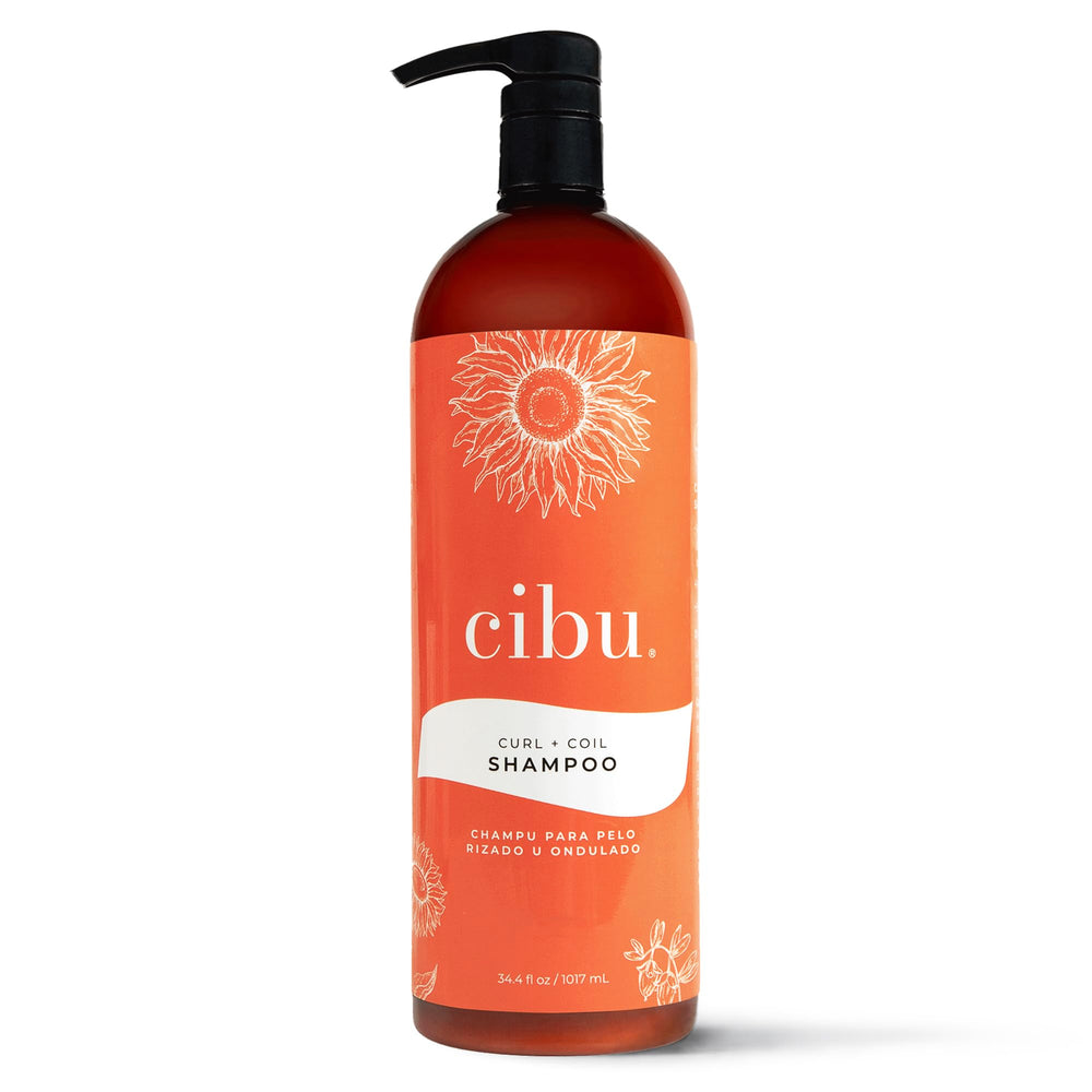 CIBU Curl + Coil Shampoo bottle front for defined, frizz-free curls.