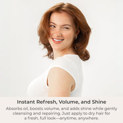 CIBU Dry Shampoo infused with coffee improves manageability and reduces frizz.