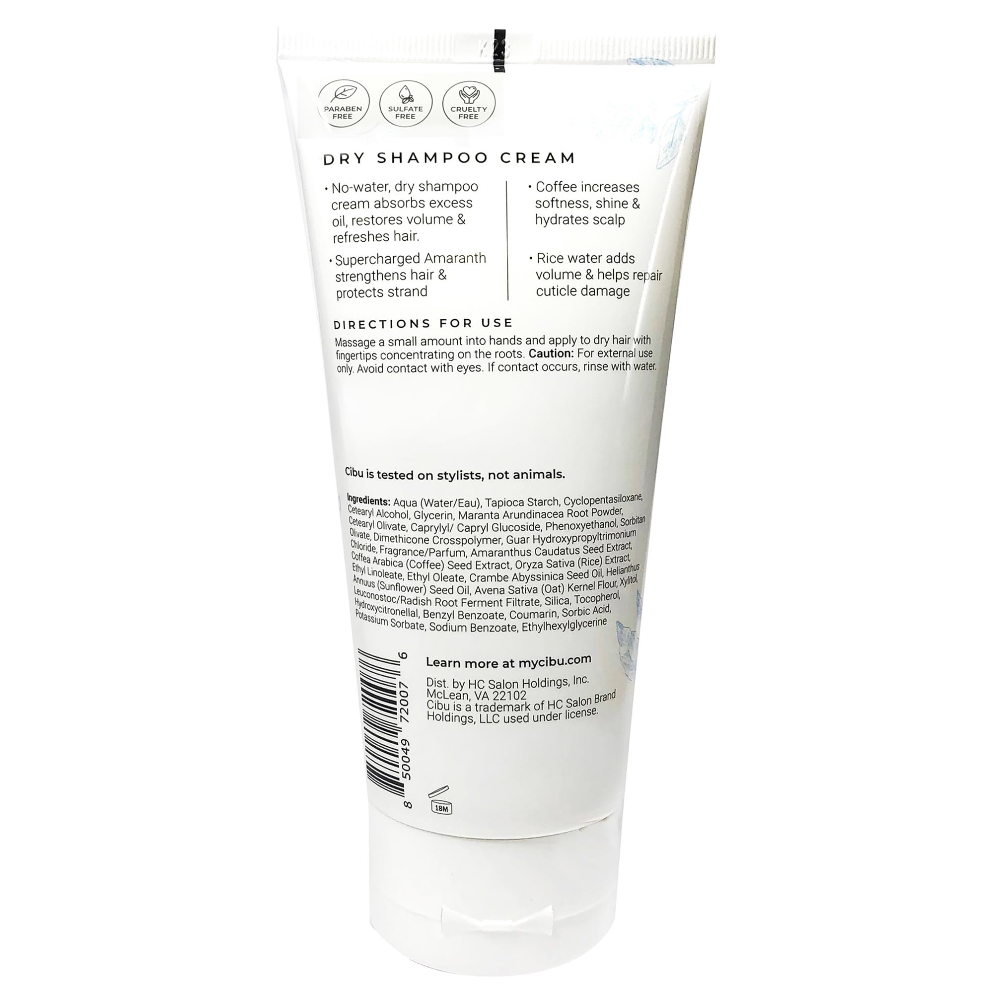 CIBU Dry Shampoo adds volume boost for fuller-looking hair between washes.