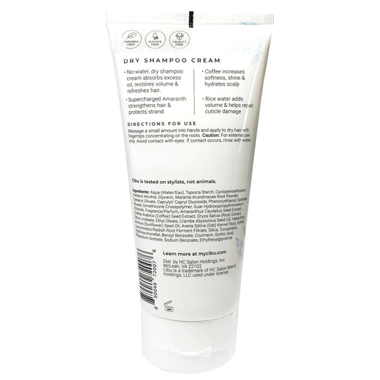 CIBU Dry Shampoo adds volume boost for fuller-looking hair between washes.