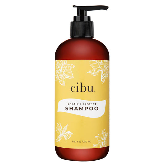 CIBU Repair + Protect Shampoo bottle on a shelf signaling strengthened, healthier hair