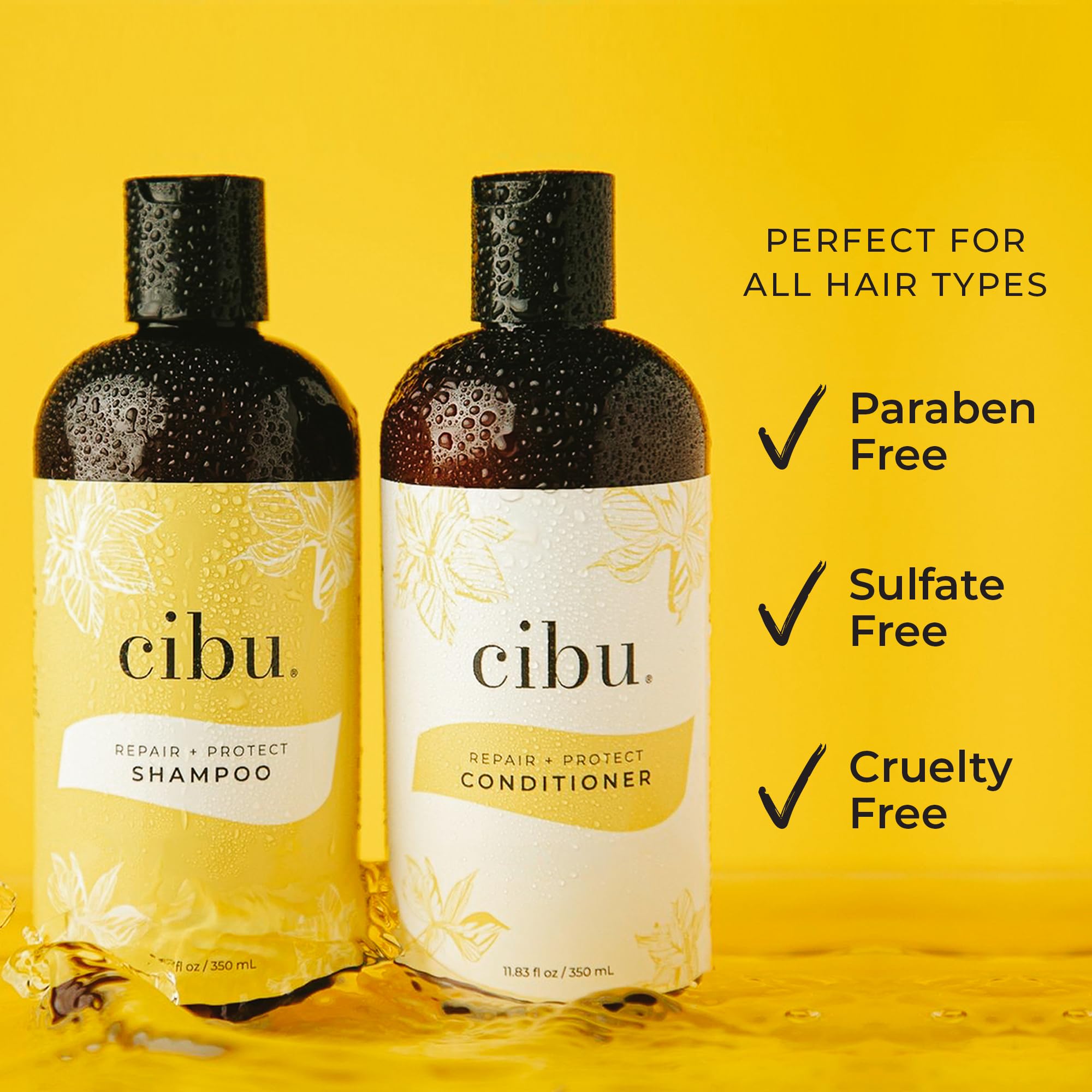 Creamy lather from CIBU Repair + Protect showing easy detangling after wash