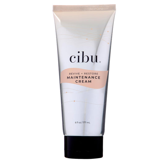 CIBU Revive and Restore maintenance cream bottle front, highlighting protective formula for smooth hair