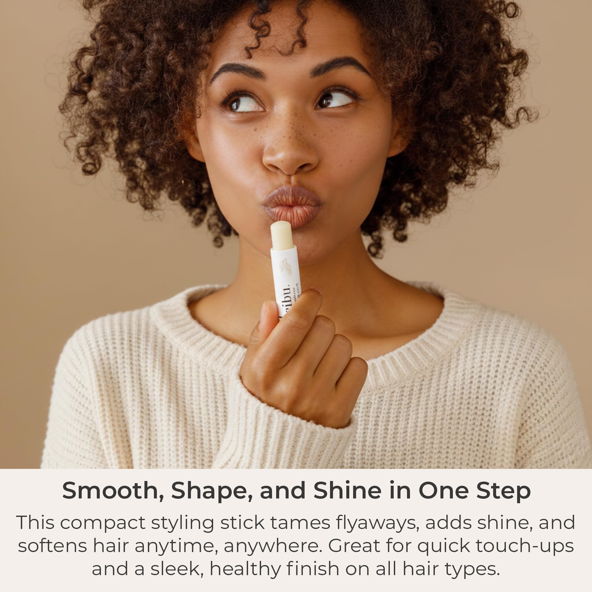 CIBU Sweeping Finishing Balm delivering a subtle glossy finish on hair