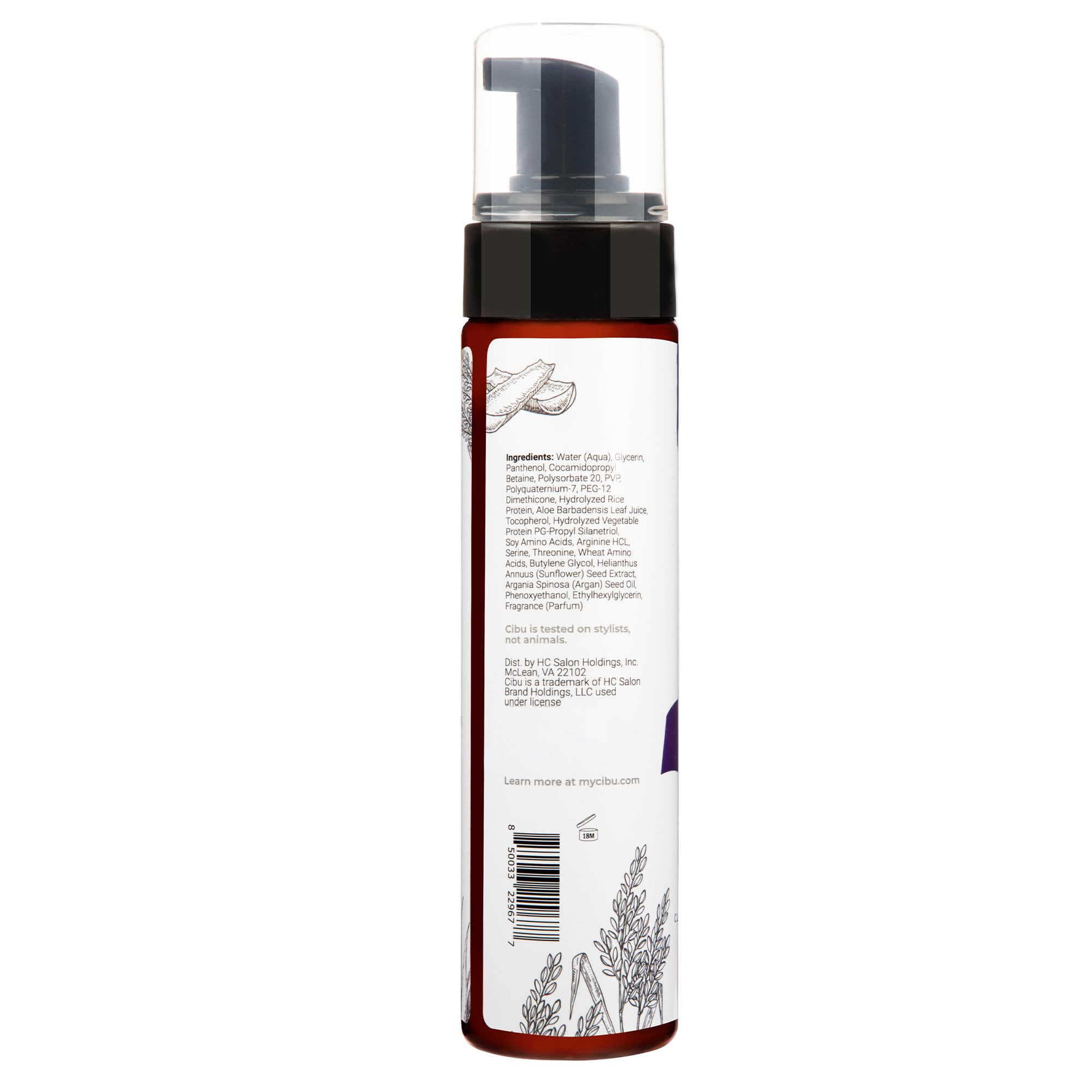 CIBU Volumizing Mousse foam texture close-up demonstrating weightless lift.