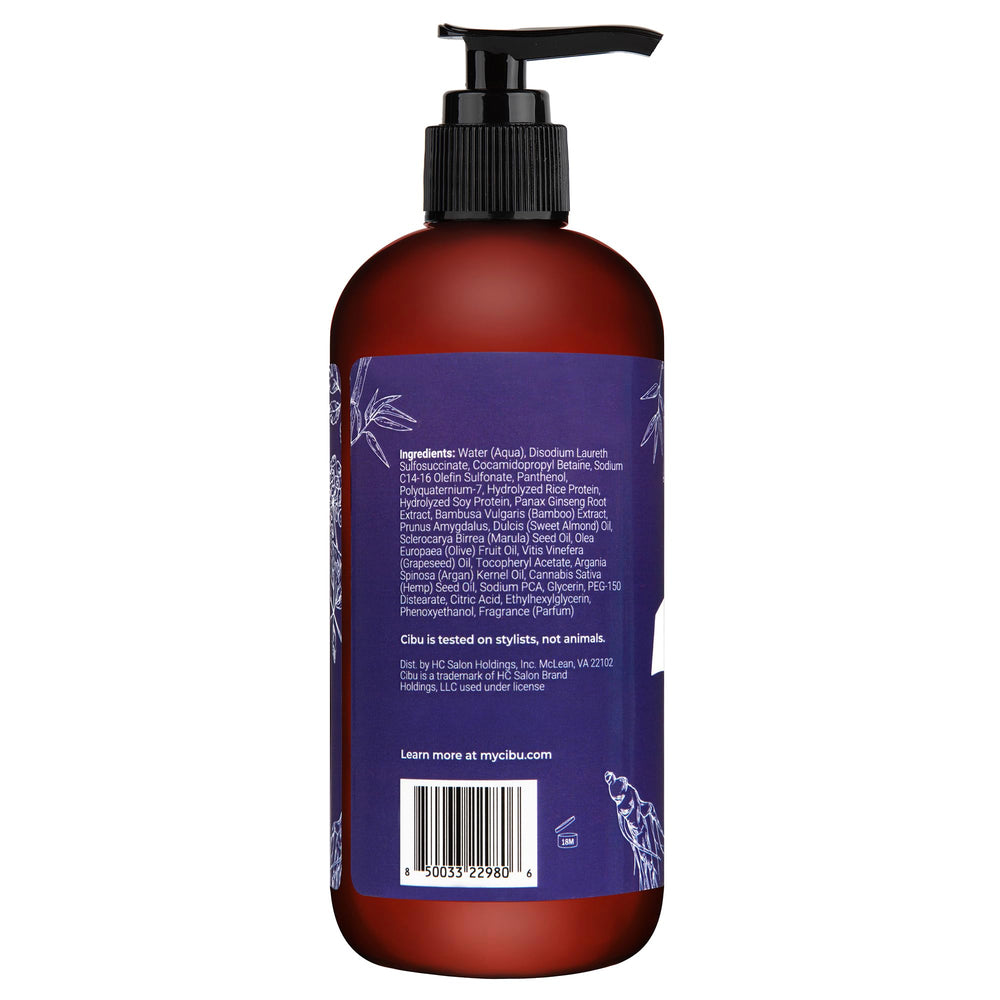 CIBU Volumizing Shampoo lather demonstrates gentle daily cleansing.