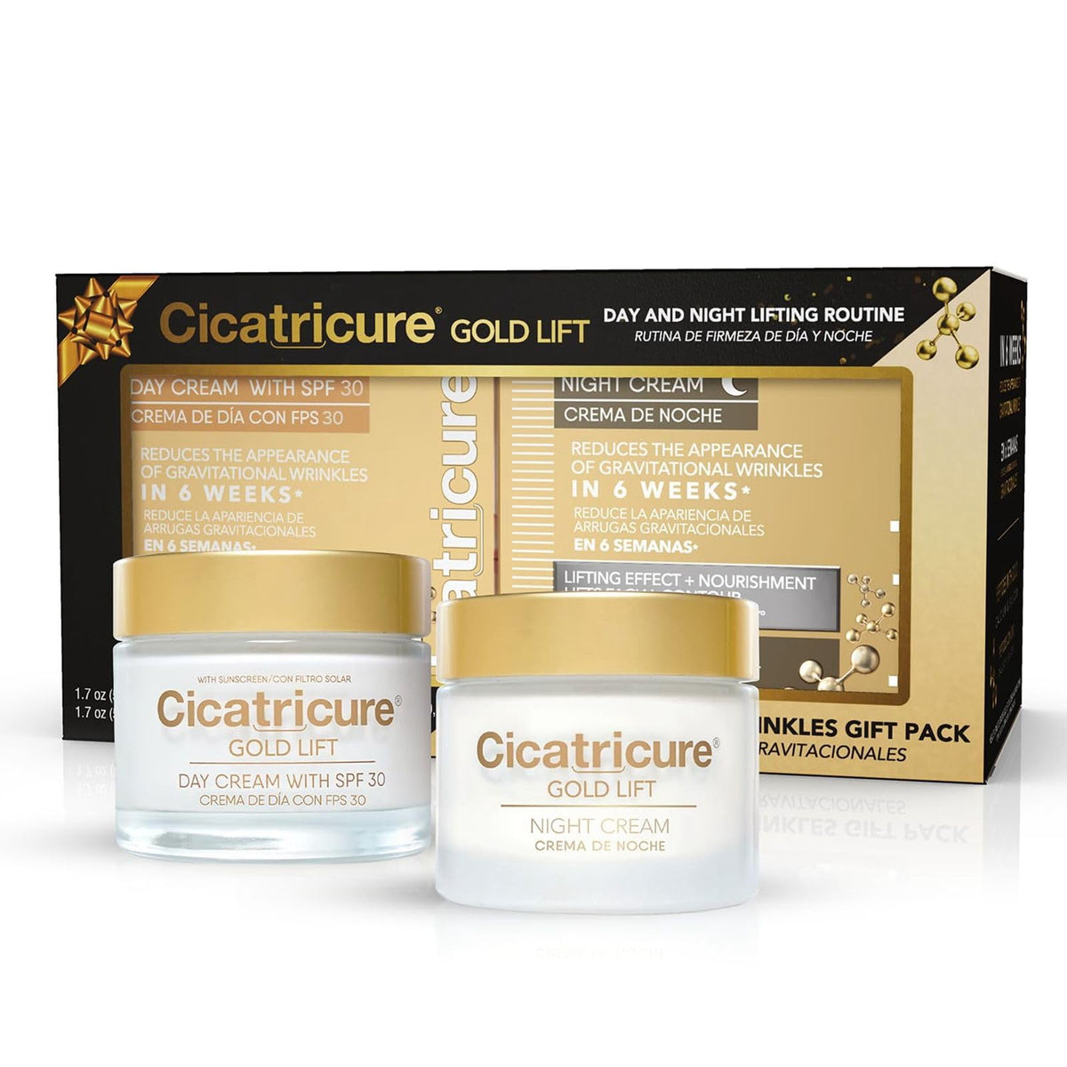 Cicatricure Gold Lift day cream bottle with SPF 30 for daytime protection and firming.