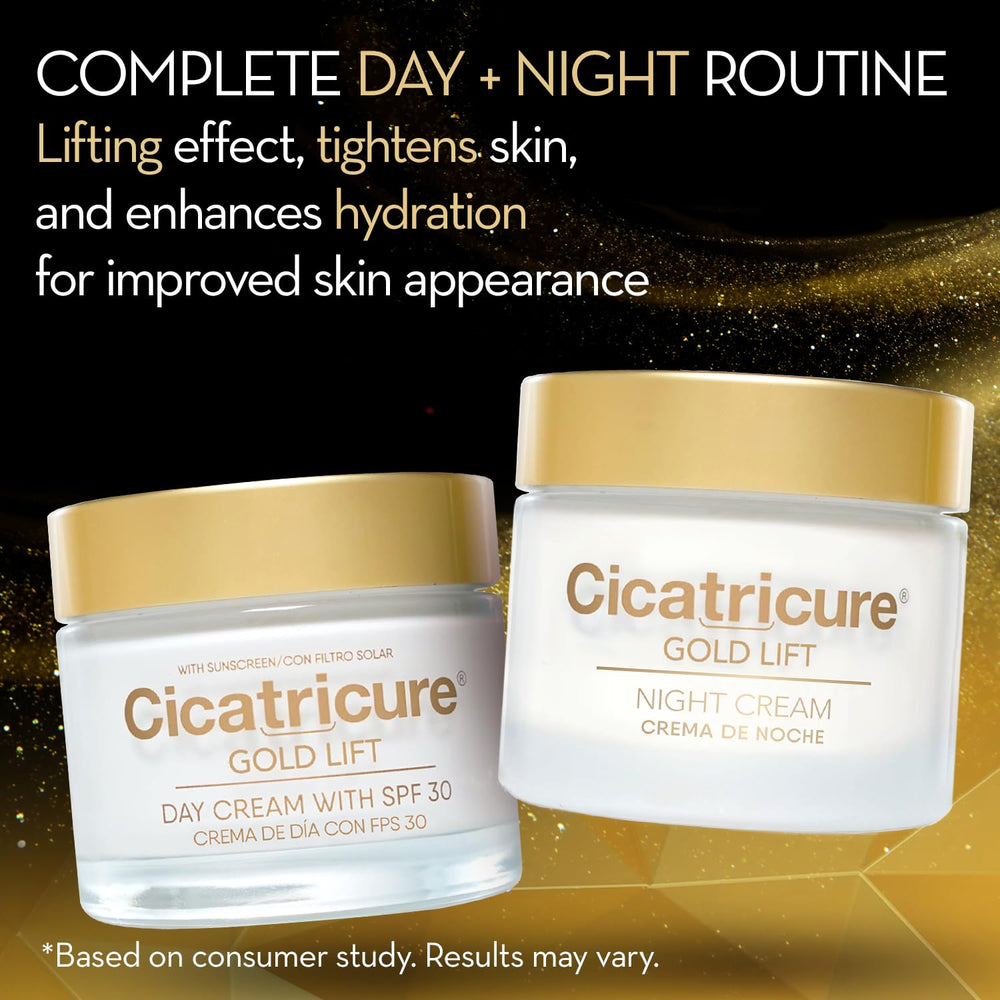 Gift pack box featuring Cicatricure Gold Lift for a two-step routine.