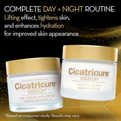 Gift pack box featuring Cicatricure Gold Lift for a two-step routine.